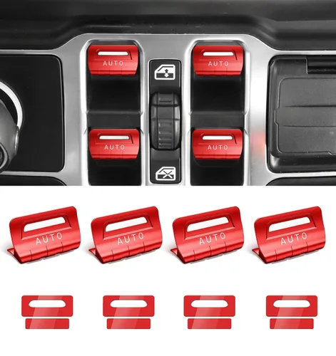 Vista 10 de Cubierta de botón de interruptor de ventana de metal para Jeep Wrangler JK JKU 2018 2017 2016 2015 2014 2013 2012 2011, accesorios para interiores