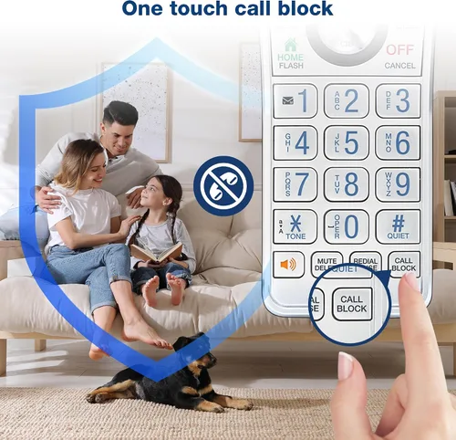 Vista 5 de VTech IS8151 - Teléfono inalámbrico DECT 6.0 de alcance superlargo para el hogar con contestador automático, alcance de hasta 2300 pies, bloqueo