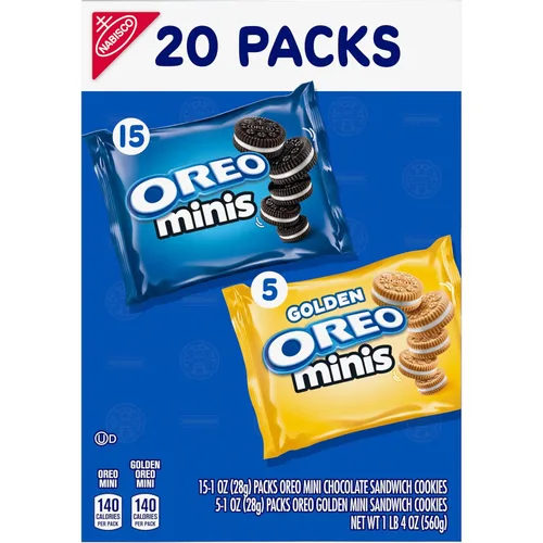 Vista 17 de OREO Paquete variado de galletas tipo sándwich Mini Mix, 20 paquetes de aperitivos
