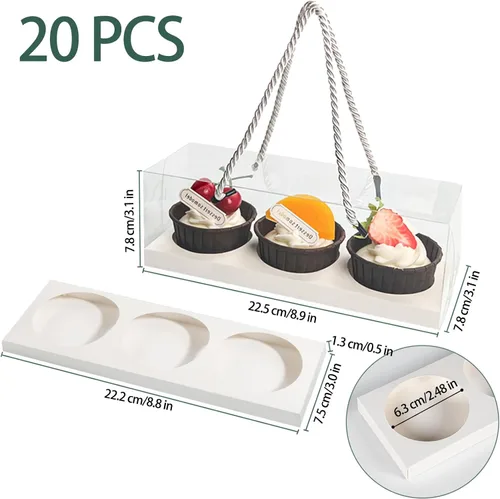 Vista 2 de 20 cajas transparentes para cupcakes con asa, portador de cupcakes para fiesta