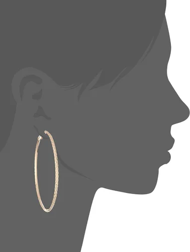 Vista 2 de GUESS Pendientes de aro grandes de oro con corte de diamante "básico", Metal
