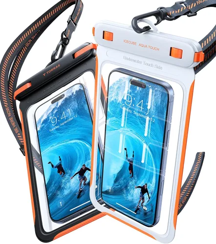 Vista 12 de TORRAS IPX8 impermeable teléfono bolsa flotante, pantalla táctil Funda impermeable para teléfono con cordón, bolsa seca universal, se adapta a