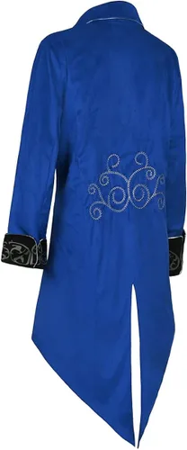 Vista 4 de Oiefeen Esmoquin Steampunk medieval, disfraz de rendimiento, ropa de hombre de Halloween, chaqueta gótica