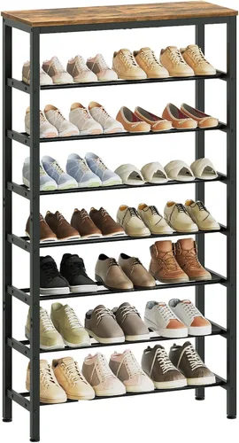 Vista 11 de YATINEY Zapatero alto de 8 niveles, organizador de almacenamiento de zapatos de gran capacidad, estante de zapatos independiente para armario