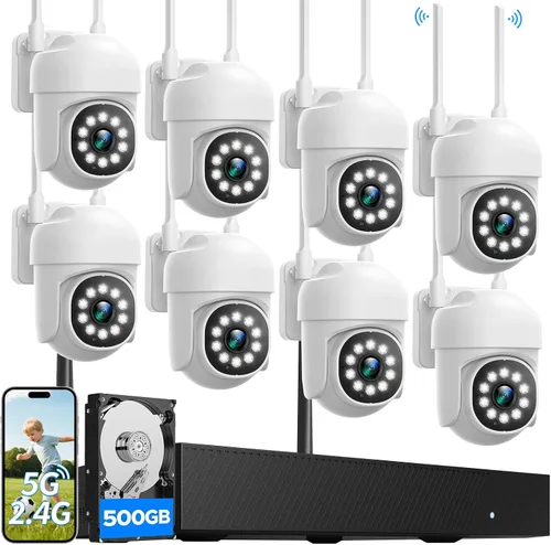 Vista 12 de CAMCAMP Outdoor Security Camera Wireless 2.4G/5G WiFi Connect【Plug-in Power】Pan-Tilt- Zoom Control, 355° View, Full Color Night Vision, Motion