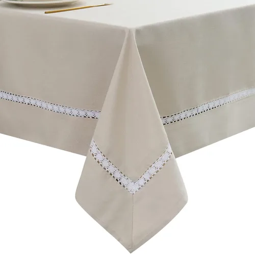 Vista 30 de EHouseHome Mantel de tela resistente con encaje blanco, impermeable, sin arrugas, resistente a las manchas, a prueba de aceite, para comedor