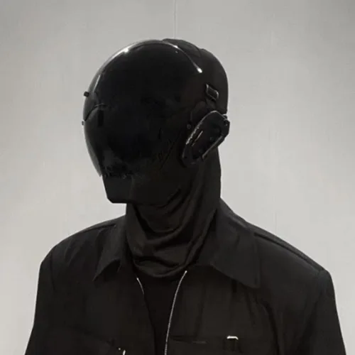 Vista 3 de LIGUOGUO Máscara ciberpunk negra para cosplay máscara técnica de cara completa máscara futurista cibernética punk disfraz de caballero guerrero
