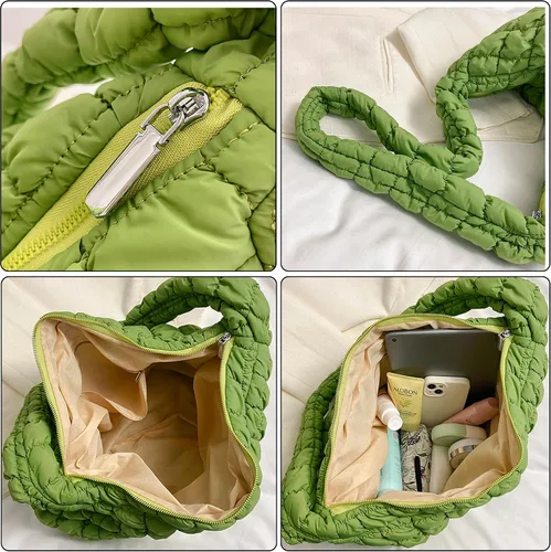 Vista 4 de Bolsa acolchada para mujer, bolsa de hombro acolchada, bolso grande tipo hobo ligero, de nailon acolchado
