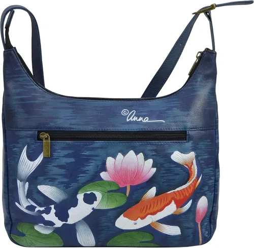 Vista 3 de Anna by Anuschka Womens Original Hand-Painted Genuine Leather Medium Shopper Hobo