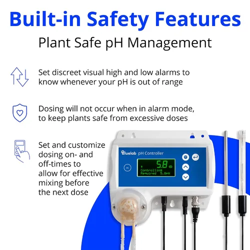 Vista 4 de Controlador de pH Bluelab Wi-Fi con monitoreo del reservorio 24/7 para pH con dosificación automatizada de nutrientes, integración Edenic, sondas