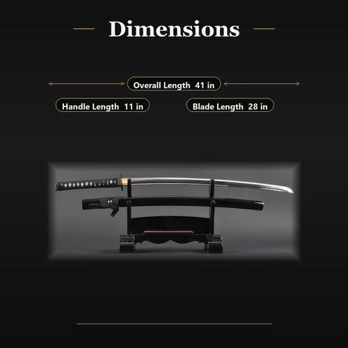 Vista 6 de Handmade Sword - Espada Katana de entrenamiento Iaido sin afilar de acero inoxidable, hecha a mano, espada completa, vaina negra