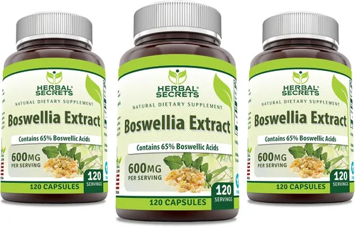 Vista 4 de Extracto de Boswellia Serrata Herbal Secrets (65% de ácidos de boswellia) 0.021 oz 120 comprimidos naturales, paquete de de 1, 1