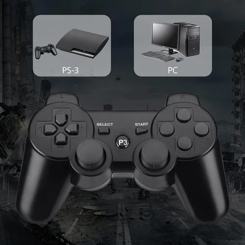 Vista 6 de Powerextra Wireless Controller Compatible with PS-3 2 Pack High Performance Gaming Controller with Upgraded Joystick for Play-Station 3 Black