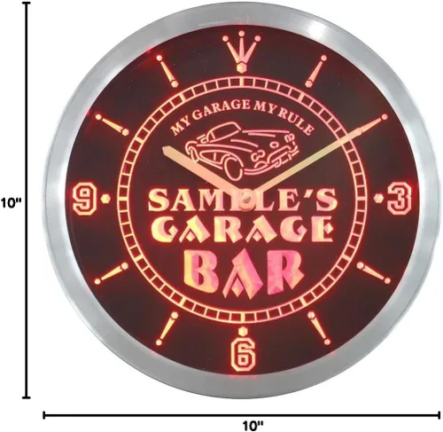 Vista 5 de ADVPRO ncpp0051-b Joe's Garage Car Repairs Rule Beer Bar LED Neon Sign Reloj de pared