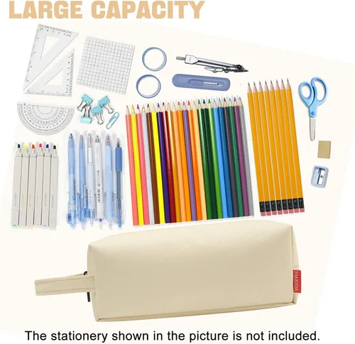 Vista 3 de Fmeida Estuche para lápices estético, bolsa de lápices de gran capacidad, estuche portátil para bolígrafos, oficina, papelería, bolsa de maquillaje