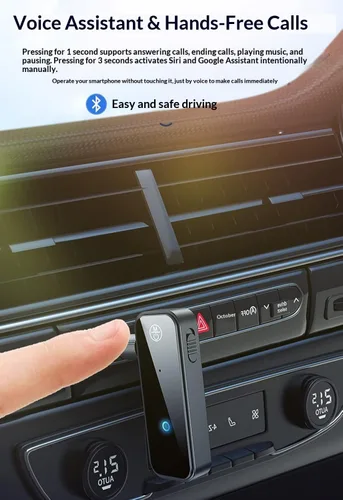 Vista 6 de Receptor transmisor Bluetooth 5.3, adaptador de audio inalámbrico 2 en 1 con conector auxiliar de 0.138 in para automóvil, TV, auriculares