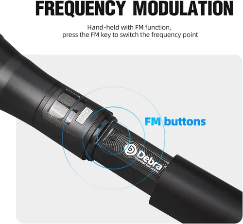 Vista 5 de D Debra Sistema de Micrófono Inalámbrico de Audio Pro DU4004 UHF 4 x 16 Canales Ajustables Micrófono Inalámbrico de Mano Lavalier Auricular, Ideal