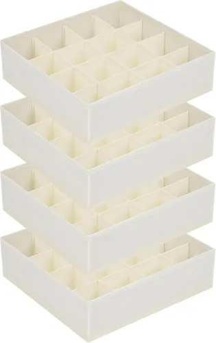 Vista 18 de Joyoldelf Organizador de cajones para calcetines, organizador de ropa interior, organizador de 16 celdas de tela, cajas de almacenamiento para Beige