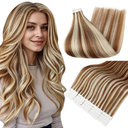 Vista 28 de Full Shine - Extensiones de cabello humano con cinta adhesiva, 10 pulgadas, sin costuras, color 1 negro azabache de 1.06 oz, cinta invisible
