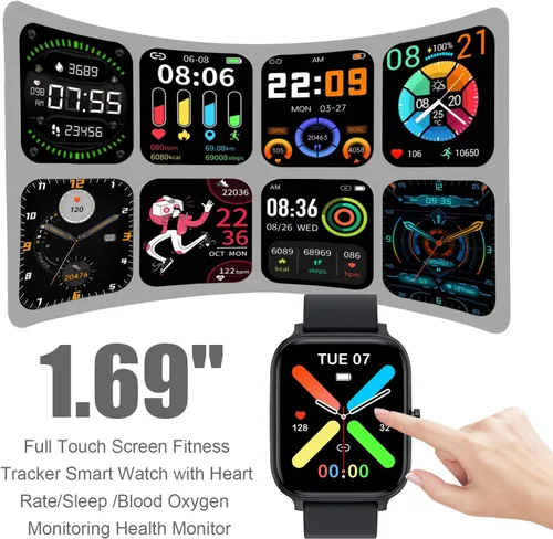 Vista 2 de Reloj inteligente para hombres y mujeres, compatible con iPhone, Samsung, teléfono Android, pantalla táctil completa de 1.83 pulgadas, IP68