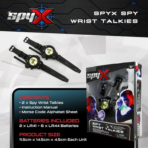 Vista 4 de SpyX / Spy Wrist Talkies. 8-1 Walkie Talkies multifuncional Toy Spy Watch para niños. Reloj espía de radio bidireccional manos libres para agente