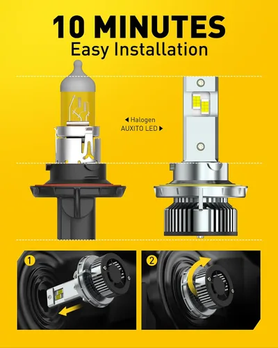 Vista 5 de AUXITO - Bombillas LED H13, 900% más brillantes, 120W, 24000 lúmenes por set, 6500 K, color blanco frío, 9008, bombillas LED, kit de repuesto