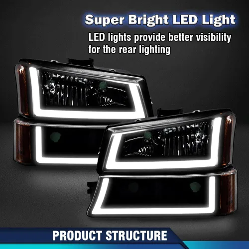 Vista 6 de PIT66 Conjunto de faros delanteros LED compatible con Chevy Silverado Avalanche 2003-2006 1500 2500 3500 HD modelo (solo apto sin revestimiento)