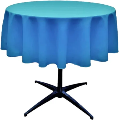 Vista 19 de Telón de fondo King Inc, mantel redondo de poliéster sin costuras de 58 pulgadas / superposición, bueno para mesa de café pequeña (Aqua)