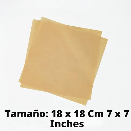 Vista 2 de Hojas de papel encerado marrón, 100 unidades de 7 x 7 pulgadas para cestas de alimentos para pasteles, postres, forros de alimentos para cajas