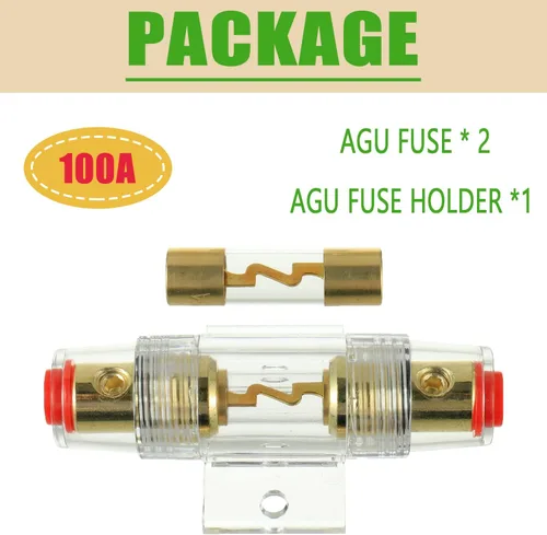 Vista 6 de Portafusibles en línea de calibre 4-8 AWG con fusibles AGU de 100 A para audio de coche, alarma, amplificador, compresores, soporte de fusibles