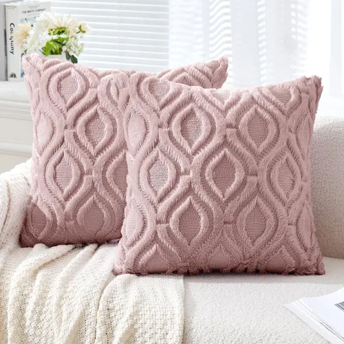 Vista 43 de MIULEE - Juego de 2 fundas de almohada de lana sintética suave y afelpada, fundas decorativas de estilo bohemio para sofá, sala de estar, cama, 16 x