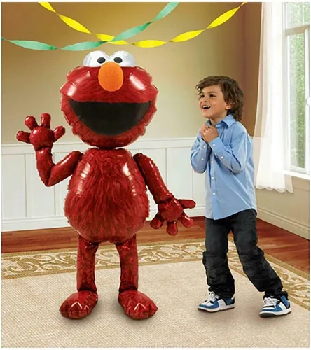 Vista 3 de Mayflower Distributing Elmo AirWalker - Globo de papel de aluminio de 54 pulgadas, rojo, tamaño extragrande