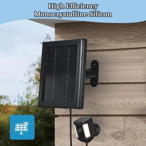 Vista 4 de Cargador de panel solar para cámara Ring, cargador solar 5V 3.5W compatible con batería de cámara Ring Stick Up Cam para vigilancia inalámbrica