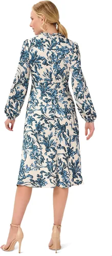 Vista 2 de Adrianna Papell Vestido midi con cuello de volantes