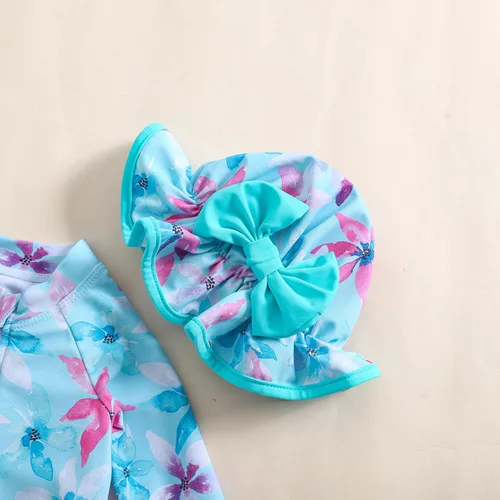 Vista 101 de Traje de baño de una pieza con cremallera de manga larga para bebé niña con gorro