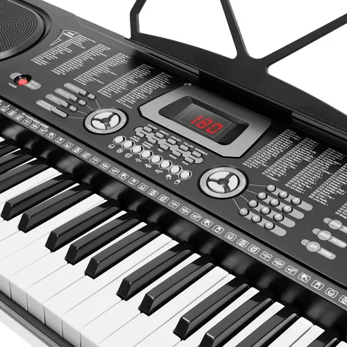 Vista 3 de Piano de teclado electrónico de música de 61 teclas con soporte, auriculares, taburete y micrófono