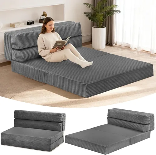 Vista 8 de Colchón Plegable Tamaño Twin, Sofá Cama Convertible 3 en 1, Sofá Cama Plegable, Sofá de Suelo, Sofá Lounge, Colchón para Dormir para Sala de Estar