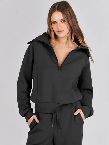 Vista 5 de ANRABESS Women 2 Piece Outfits Sweatsuit Set 2023 Fall Oversized Half Zip Sweatshirt Wide Leg Sweatpant Lounge Set Tracksuit
