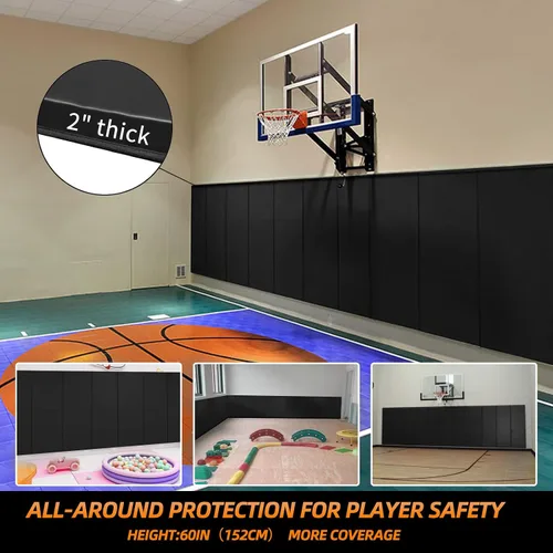 Vista 4 de Almohadilla de pared de espuma de protección de espuma de 2 pulgadas/4 pulgadas de grosor, protectores de cancha de baloncesto para gimnasio