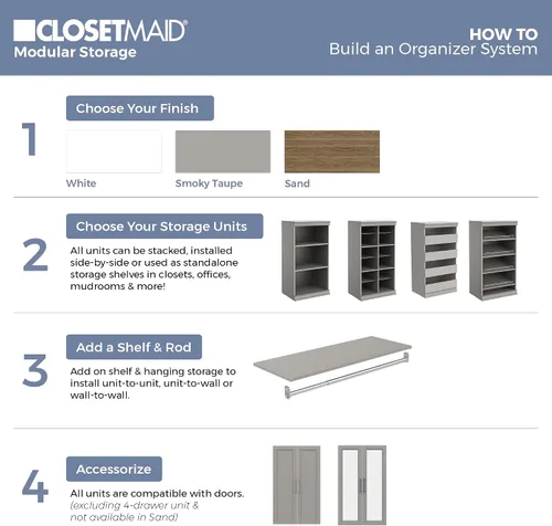 Vista 5 de ClosetMaid Kit de estante de almacenamiento modular y barra para colgar, color gris pardo