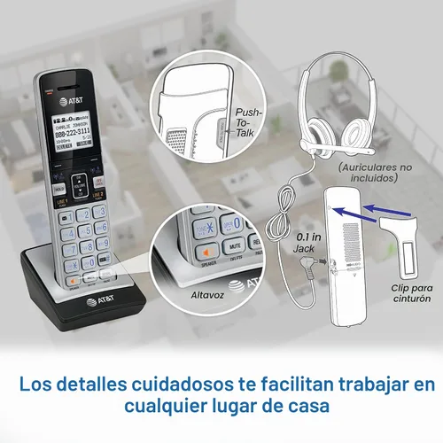 Vista 13 de Teléfono AT&T DECT 6.0 con identificador de llamadas y llamada en espera, Plateado/Negro