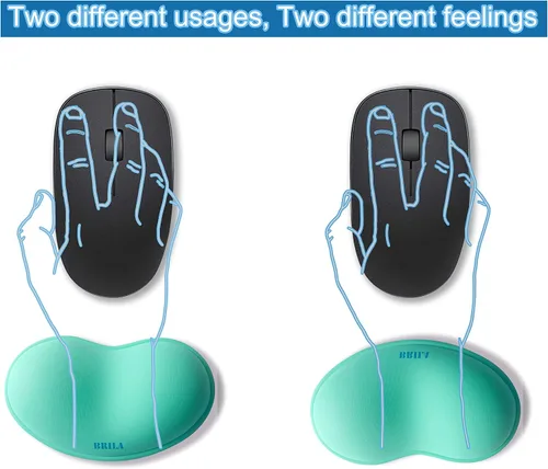 Vista 2 de BRILA Reposamuñecas ergonómico de silicona para mouse, gel de sílice refrescante, almohadilla de soporte de muñeca de piel sintética para oficina