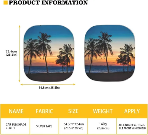 Vista 3 de Parasol para parabrisas de automóvil con estampado de playa tropical, protección universal para proteger el interior del automóvil, bloquea