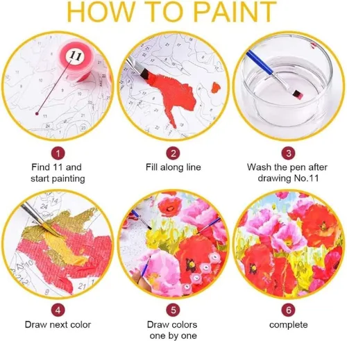 Vista 5 de SKMN Fácil de pintar por números para principiantes, colorido animal mascota, perro Golden Retriever, kit de pintura al óleo de bricolaje
