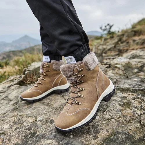 Vista 5 de Botas impermeables para el trabajo de senderismo para mujer botas tácticas de senderismo para la nieve de invierno botas de senderismo