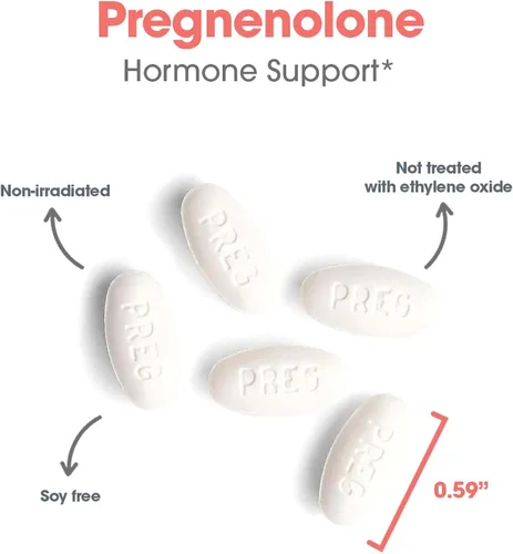 Vista 4 de Allergy Research Group - Pregnenolone 50mg Micronized Lipid Matrix 60t, Azul