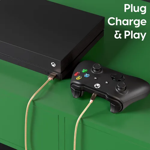 Vista 7 de TalkWorks 14093 - Cable de carga compatible con controladores de juegos Xbox One, cable de carga micro USB trenzado de nailon de 6 pies, carga