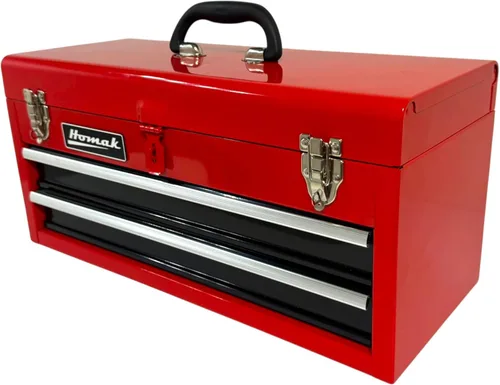 Vista 4 de Homak Caja de herramientas con rodamientos de bolas de 2 cajones, color rojo, 20 pulgadas
