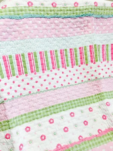 Vista 2 de [Malvavisco pastel] 100% algodón hipoalergénico 2 piezas apliques a mano juego de edredón para dormitorio, ropa de cama individual rosa