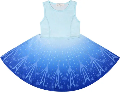 Vista 3 de LaBeca - Vestido sin mangas o de manga larga para niñas, vestidos informales con diseño de unicornio o sirena para niñas pequeñas o grandes